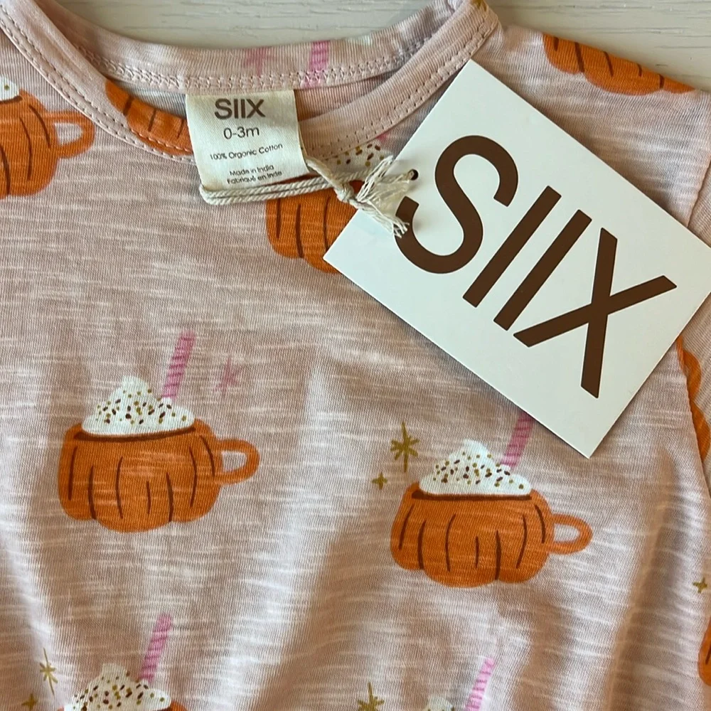 🎃 SIIX Organic Cotton Pink Pumpkin Spice Bubble 0-3 3-6 12-18 18-24 months